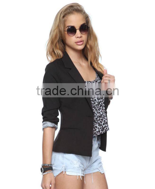 Office Lady Ruched Sleeve Blazer