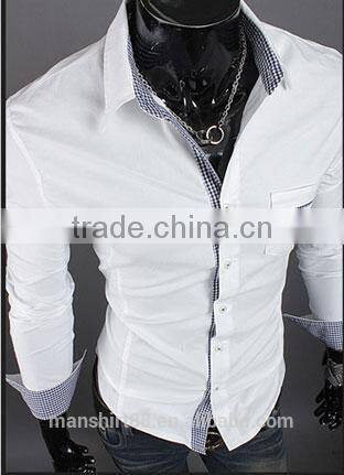 men's stylish contrast color slim fit oxofrd formal shirt
