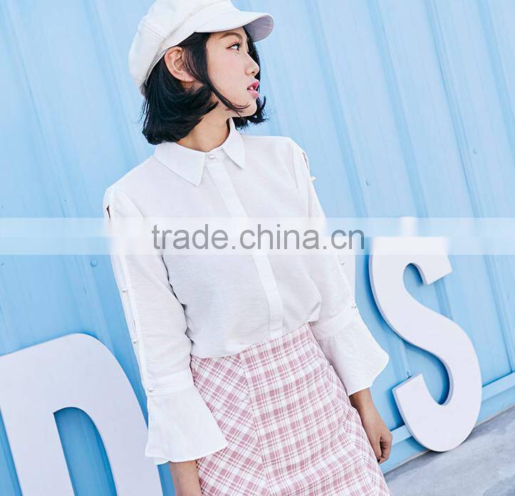 Cheap Woman 3/4 long sleeven white shirts summer 2017