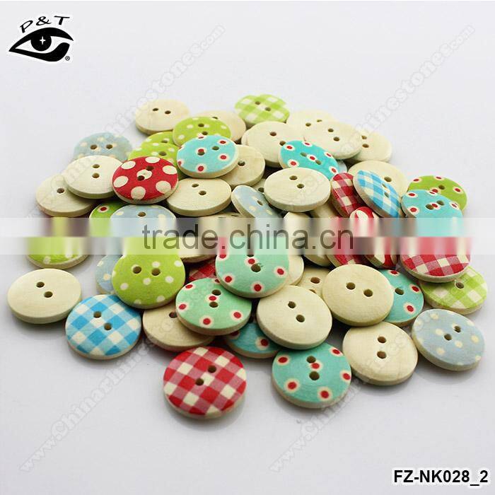 15MM Round shape Grip Printed Wood buttons For clothing craft decorations