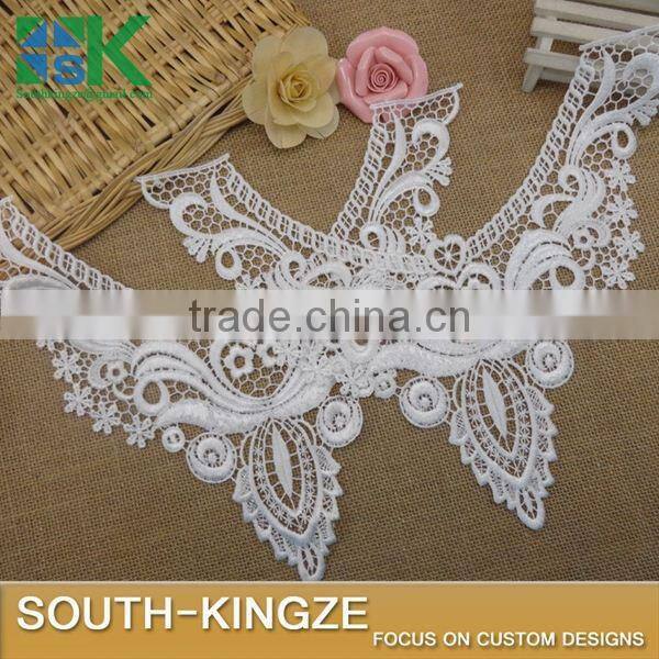 New crochet collar Beautiful Milk White Fabric Flower Venise Lace Sewing Applique DIY Craft soluble lace collar Ladies
