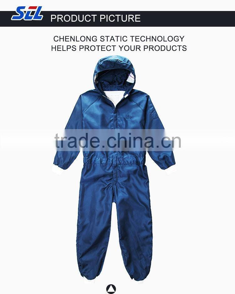2.5mm Grid Polyester Cleanroom Antistatic Dust Free Jumpsuit with Attached Hood