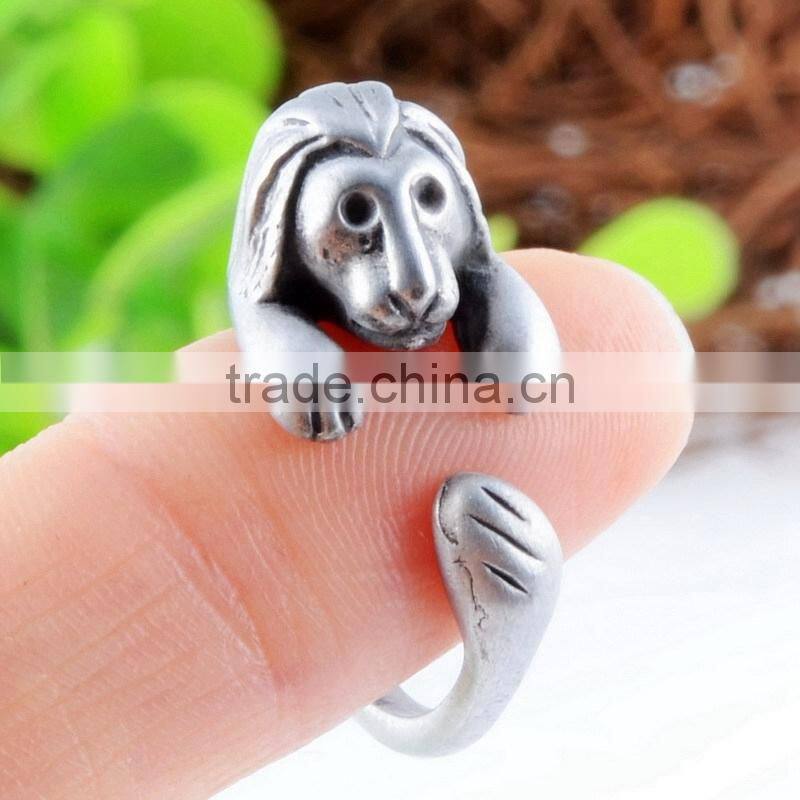 Lion Rings Animal Wrap Rings Jewelry Adjustable Retro Ring for Men & Women Resizable
