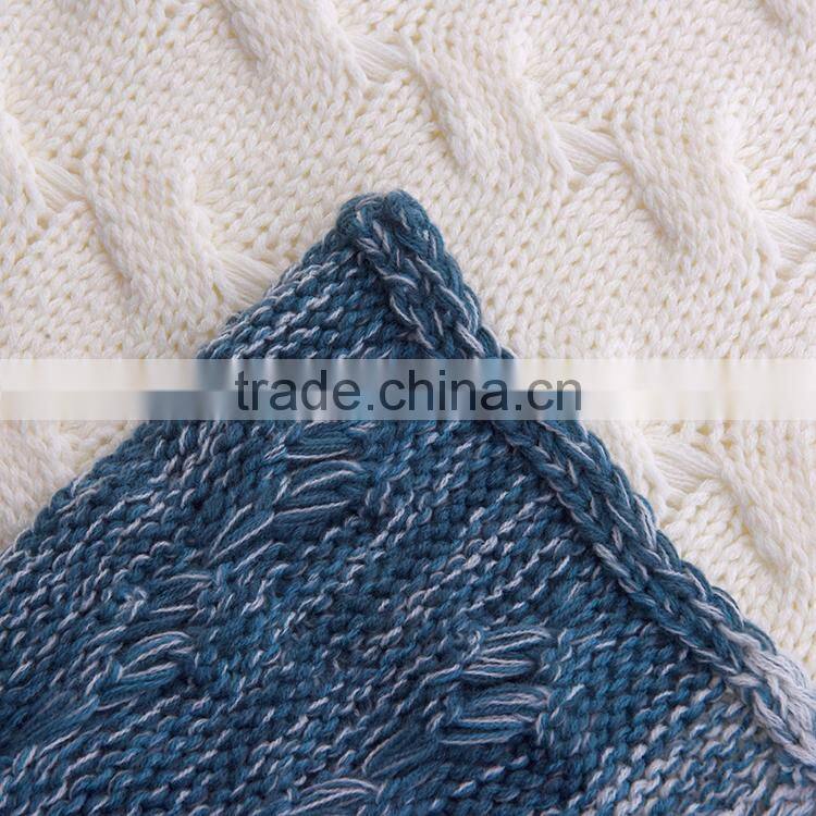 Wholesale 100% acrylic cheap fashion knit plaid travel blanket