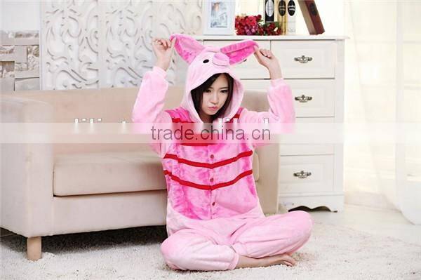 Lastest Flannel material one piece pink pajamas