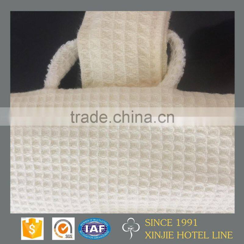 hotel white waffle bathrobe with piping