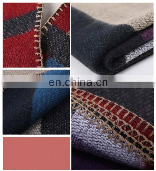 New Arrival Plaid Blanket Shawl Scarf Embroider OEM Acceptable