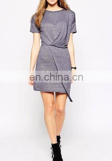 High quality front wrap dress designers dress in short sleeves