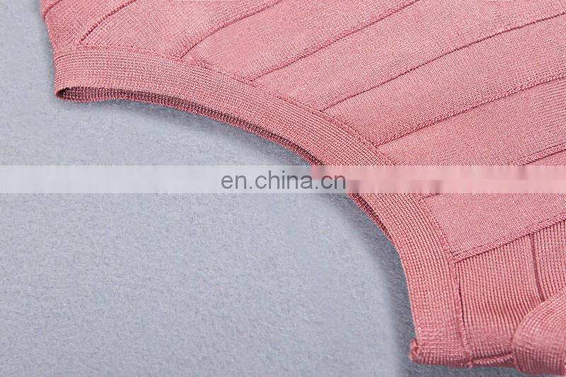 Amigo 2017 latst pink sleeveless backless cut out sexy bandage dress midi evening dresses for girls party wear