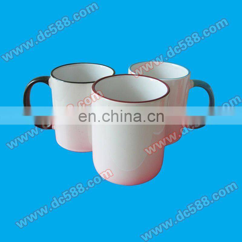 Ceramic rim handle sublimation coated mug can priting picture