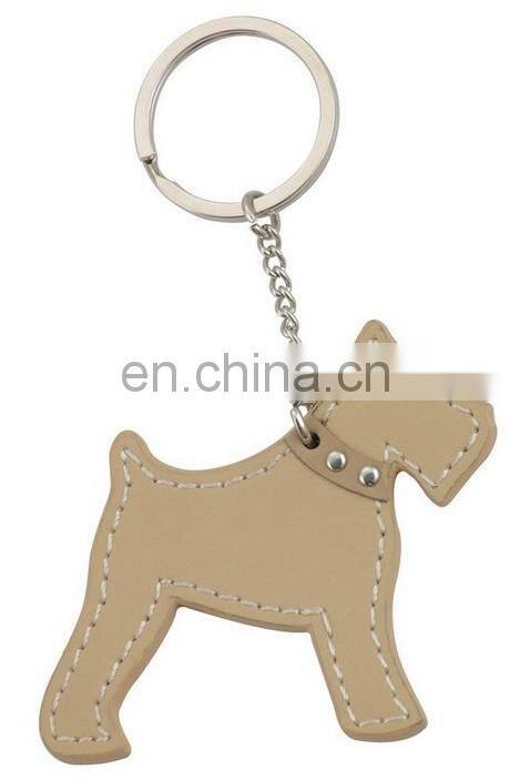 fashion 3d custom dog shaped leather shaped keychain