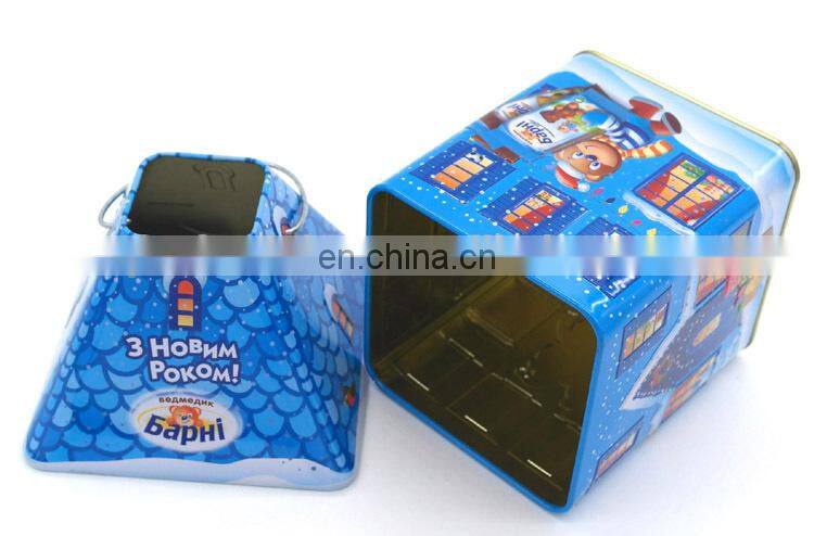 Christmas house shape metal food storage gift containers box