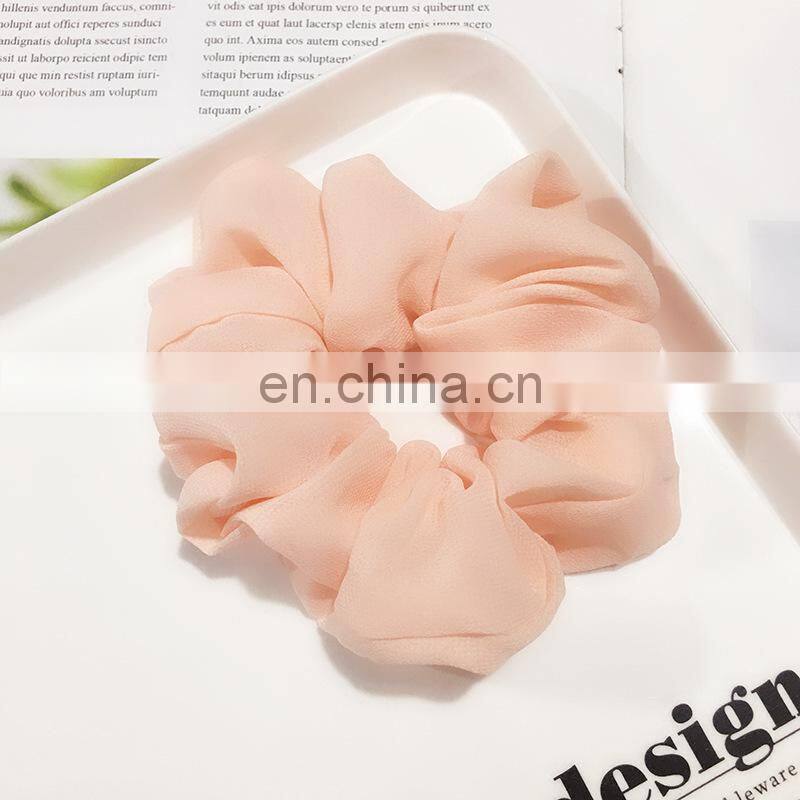 Xugar Hair Accessories Chiffon Hair Scrunchies Solid Elastic Ties Rubber Gum Hair Rubber Ponytail Holder Rope Bands