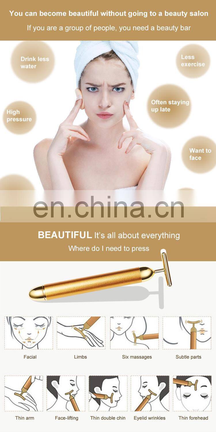 2021 Hot sale skin iron 24k gold vibration beauty  beauty bar