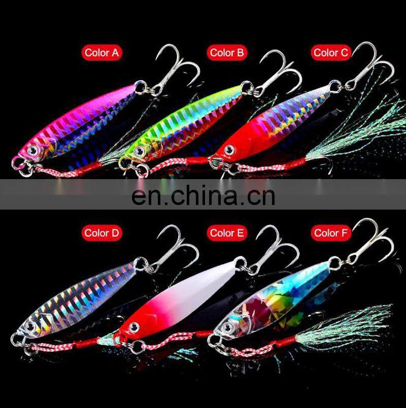 Amazon 7/10/15/20/30g Fetaher Treble Hooks Colorful In Stock Lead Jig Hook slow jigging lure