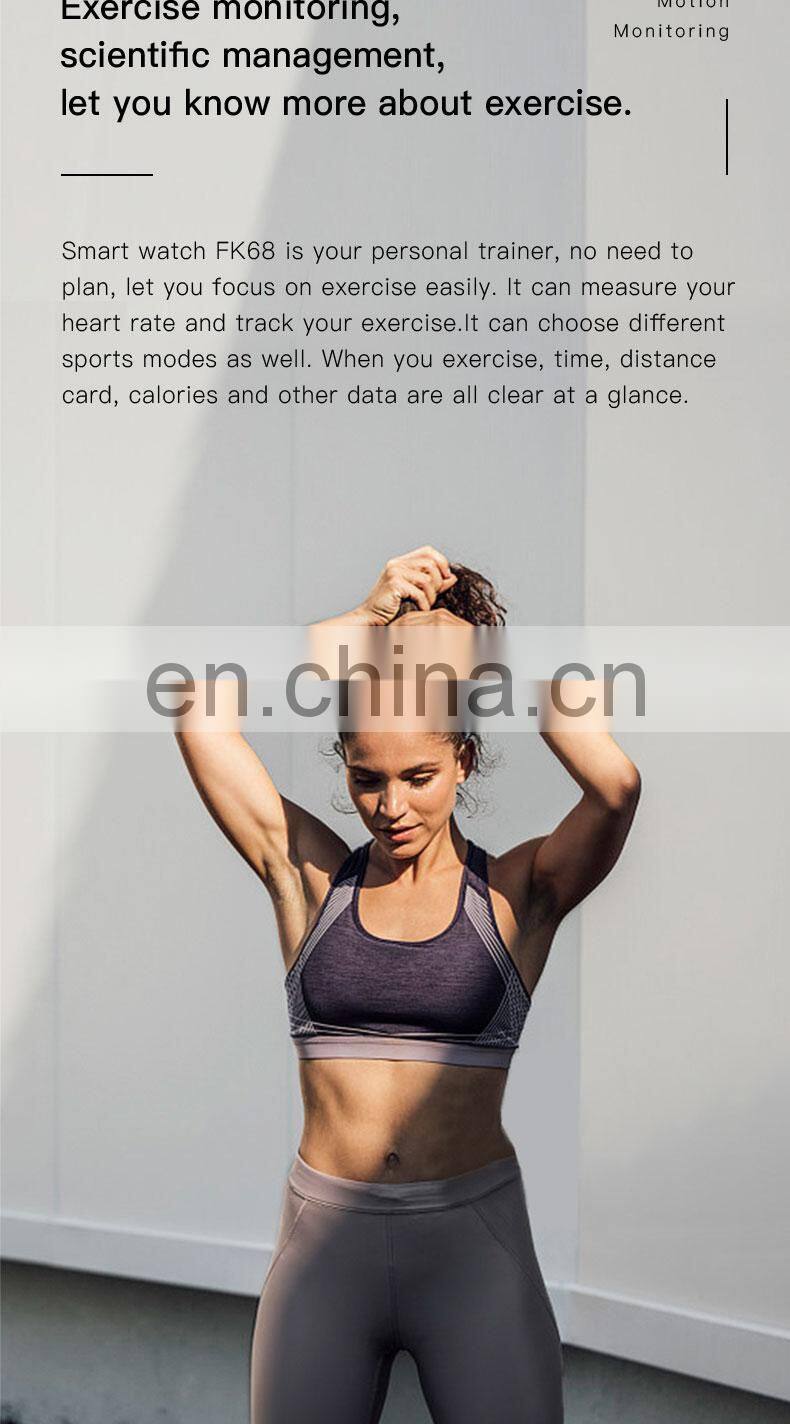 FK68 2021 Man Women IPS Smartwatch Call DIY Watch Face 1.7 IP67 Waterproof Smart Watch