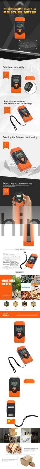 All-sun EM4806 Moisture Tester Pocket Wood moisture meter Building material Content temperature tester Portable