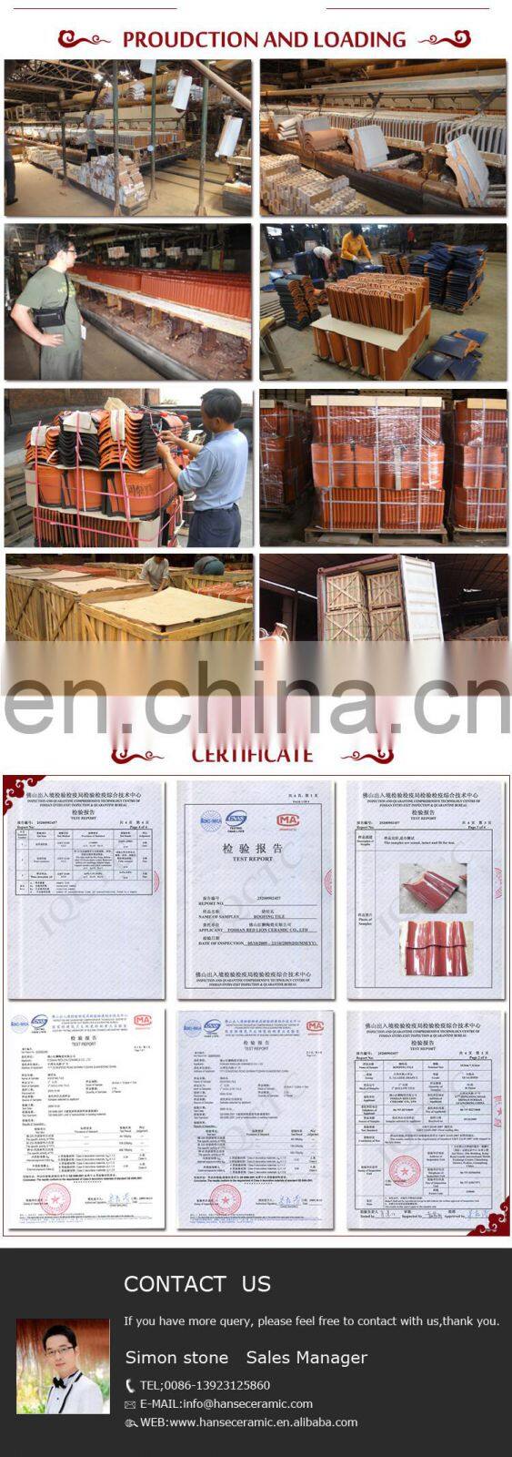 Double china roof tiles prices/half round clay roofing tile/spanish roof tiles
