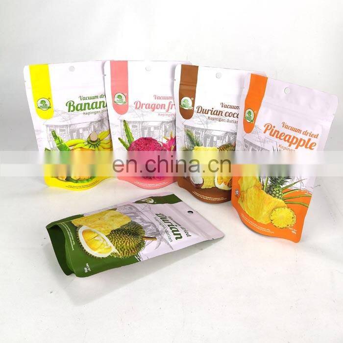 OEM Zip Lock Aluminum Stand Up Pouch Custom Print Snack Mango Vacuum Seal Bag Dried Fruit Food Packaging Bag