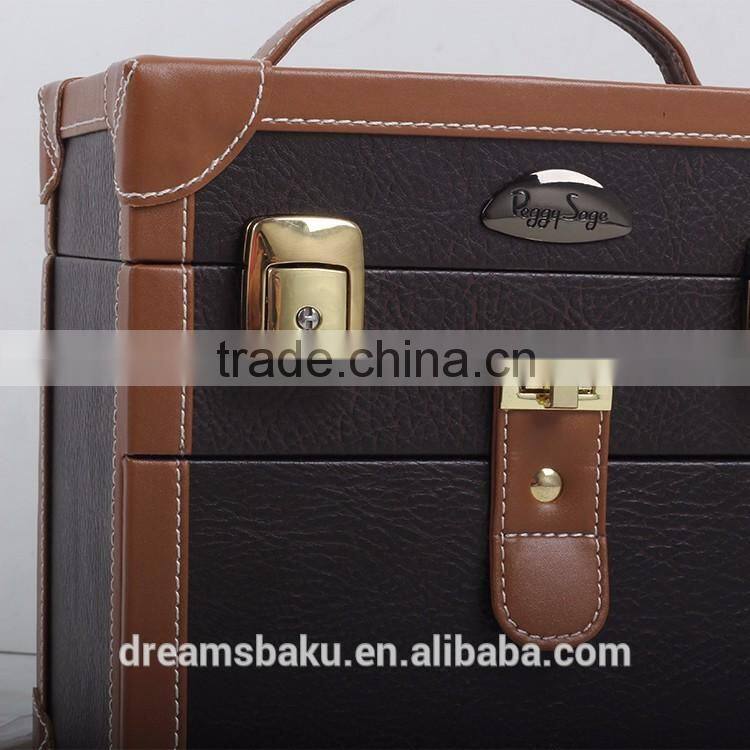 Hot Sale PVC portable beauty bag with mirror & tray, PVC cosmetic makeup display case