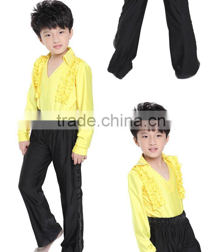 Promotion fashion Long sleeve and pants children Ballroom Dance Practice Costume for boys Latin Jazz Dance Wear