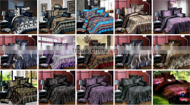 Microfiber 4Pcs Queen Duvet Cover Bedding Set with Flowers