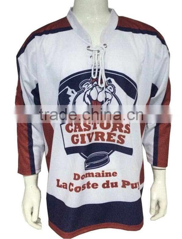 team High Quality Sublimation Ice Hockey Jersey and tops and pants 100% polyester hockey jersey