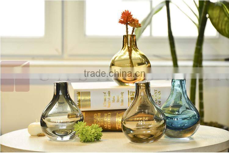 Casamotion Decorative Modern Mini Bud Blue Color Handmade Glass Vase Decoration
