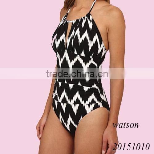High neck ladies one piece swimwear women swimsuit