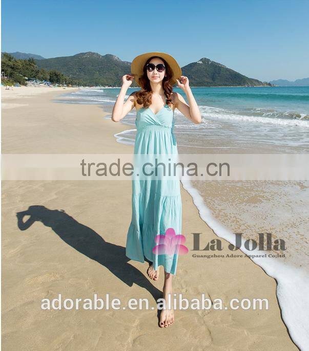 2016 Long Chiffon Beach Fashion Dress, Spaghetti Strap African Style Women Dress