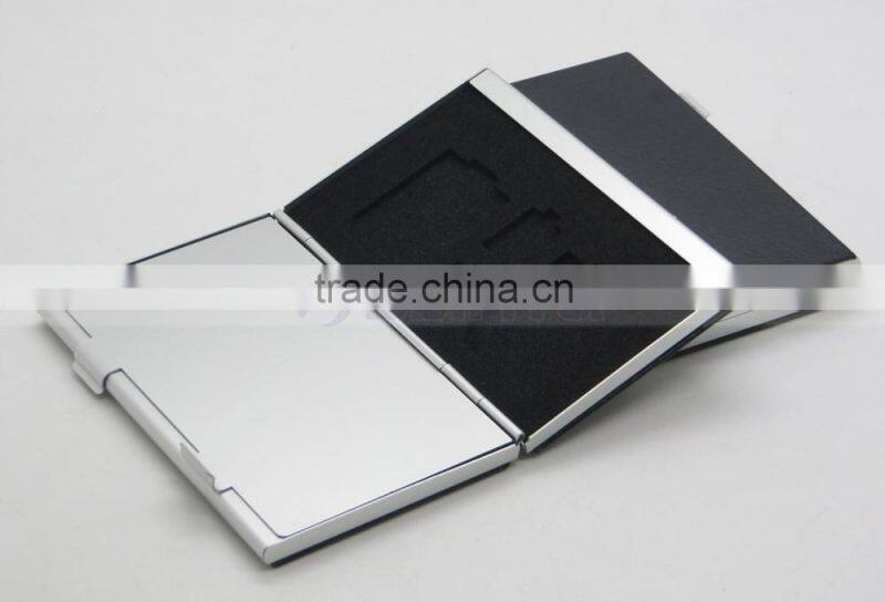 Leather Aluminum EVA Memory card Carrying Case for 4x SD Card and 4x TF Card