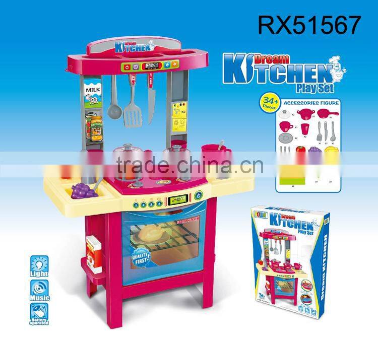 Education hight quality b/o big kitchen play set toy for kids
