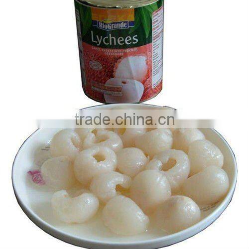 Sweet canned lychee in syrup
