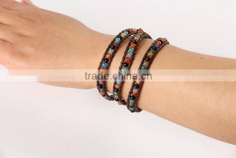 2016 New Products 4mm Colourful Crystal Beads Wraped Bracelets