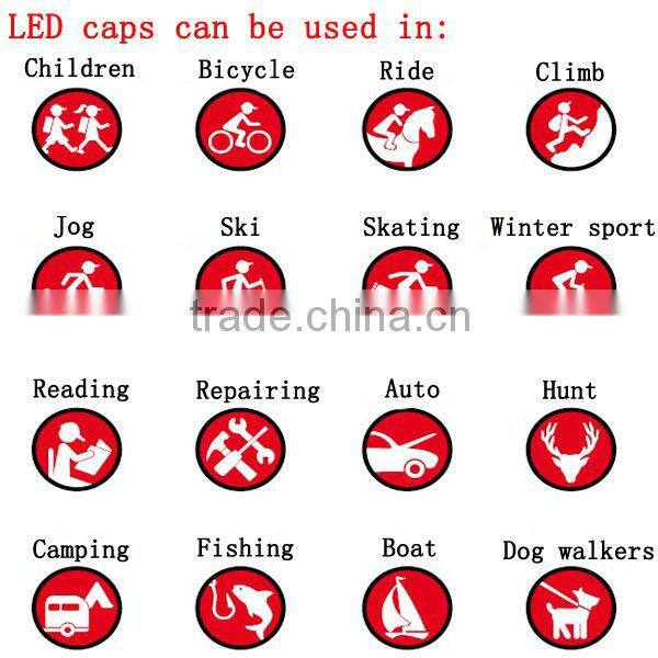 camo material white and green LED colors fast and closed hunting caps