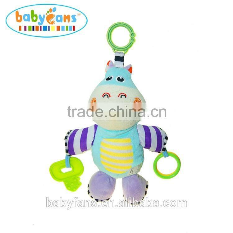 Babyfans baby products baby animal education toy with music soft plush lion baby rattle toys