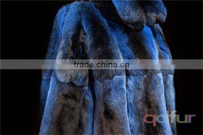 QD30090 star blue sexy cool women long black velvet coat