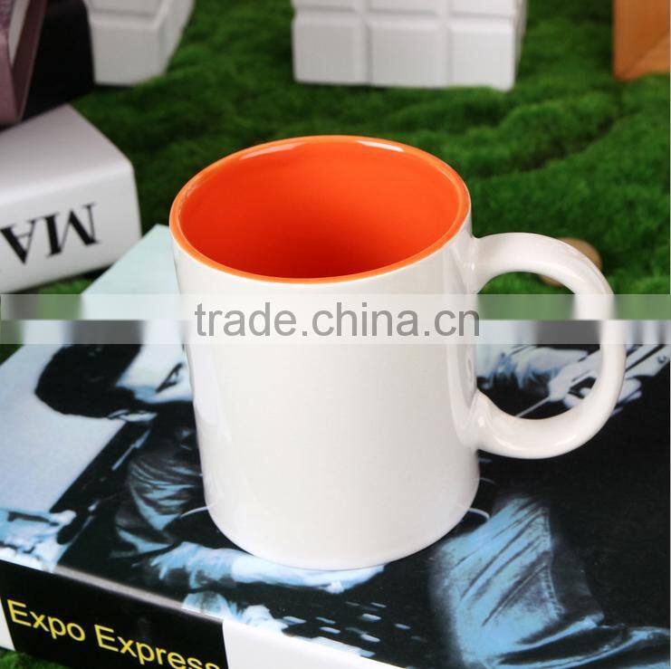 Latest hot sale 11 oz sublimation ceramic inner color white coffee mug