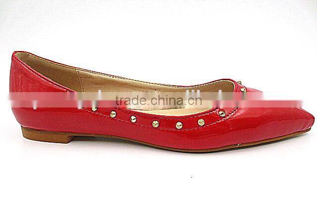 new style fashion pointed toe flat shoes with small rivet