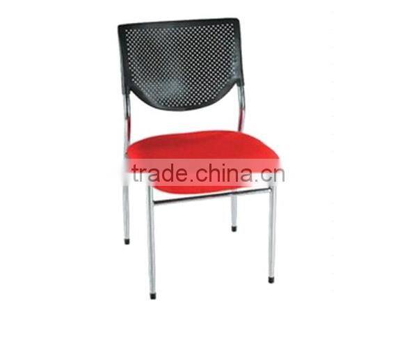 Plastic Back and Upholstered Seat Stackable Dining Chair with Seat Cushion