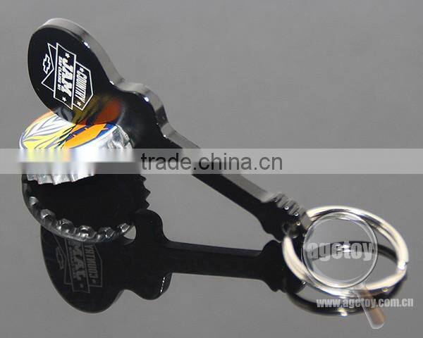 Guitar Shaped Promotional Custom Laser Logo Aluminum Anodizing Black Metal Guitar Keychain Opener