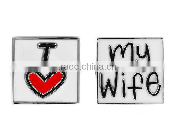 Wedding Gifts For Guests Engraved I Love My Wife Enamel Souvenir Metal Wedding Cuff Links