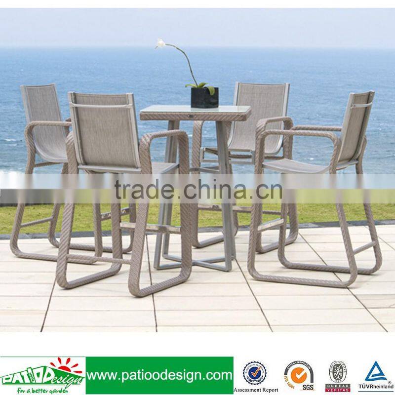 High quality elegant european Outdoor PE rattan furniture general use chaise grey bar set