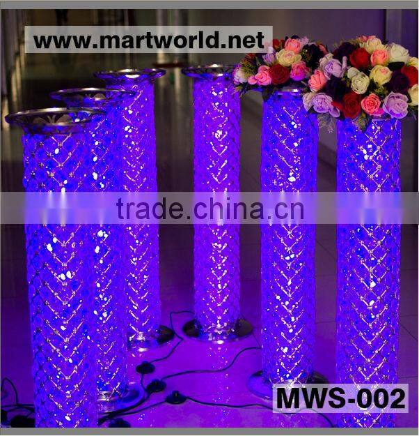 2016 Latest silver crystal pillars for wedding stage decoration ,wedding aisle pillars,decorative wedding pillars (MWS-002)