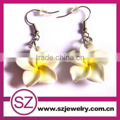 Cheapest & pretty polymer clay flower pattern hoop earring