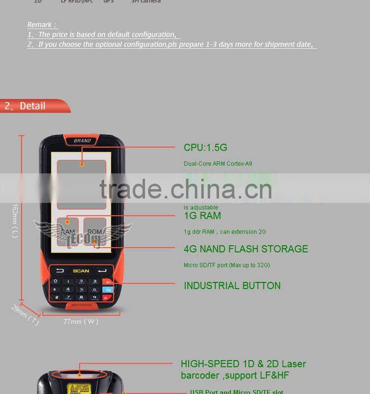 Support WI-FI Waterproof Mini Barcode Scanner For Android Tablet Pc