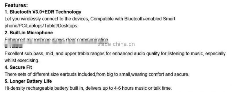 Jogger Mini Wireless Bluetooth Headset, Sport Stereo Bluetooth Earphone for Smart Phone