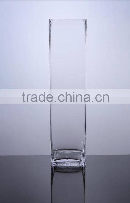 Square straight long glass vase leadfree crystal high quality popular model handmade mouthblown