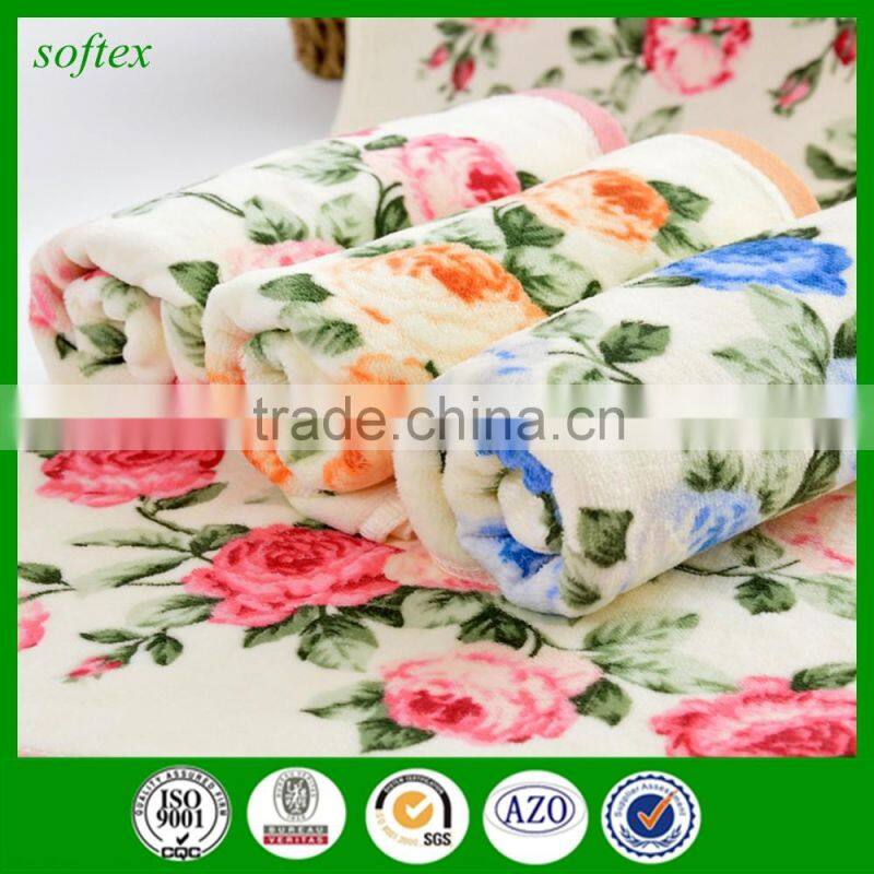 wholesale 100g oem cotton flowers Peony printed velour towels