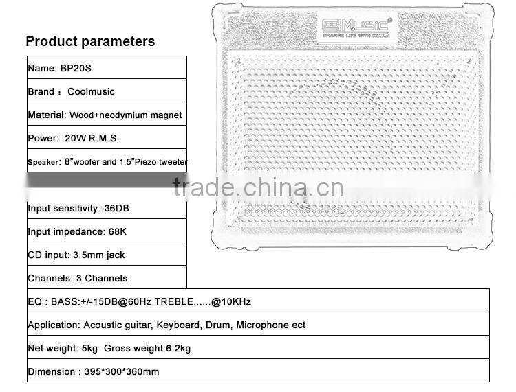 Rechargeable Battery Powered Wireless Outdoor Portable Bluetooth Speaker Guitar Amplifier